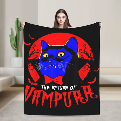 Funny Vampurr Vampire Cat Bites Again Flannel Blankets Halloween Awesome Throw Blanket for Quilt 200x150cm Soft