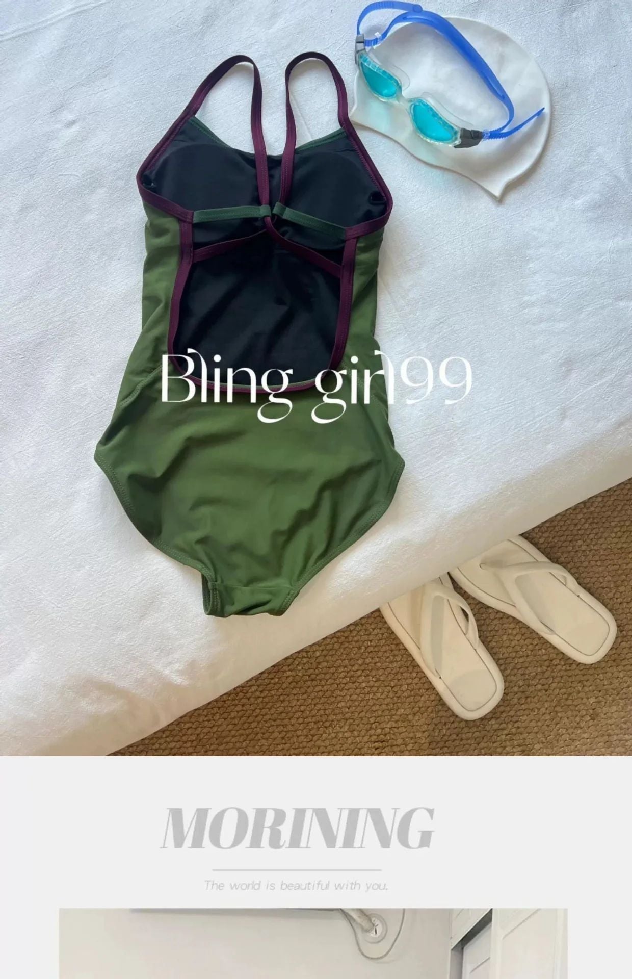 Bikini Set Speed Competition Swimsuit White Enhancing Professional Sport Double Layer with Chest Pad New Summer Style