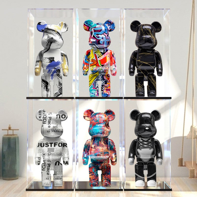 Estátua Urso Graffiti 27cm Bloco Tinta Urso Decoração Enfeites de Resina para Desktop Decoração de Casa Sala de Estar Urso Escultura de Chão Presentes