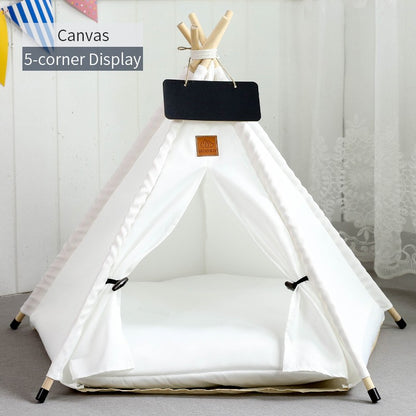 Tenda Tipi para Gatos e Cães, Portátil, Removível, Lavável, Casinha Interna para Filhotes com Almofada e Lousa, Cama para Gato