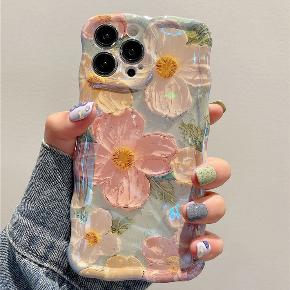 Capa de Celular Pintura a Óleo Retrô Para iPhone 14 ProMax 15 13 12 16 Pro Capa de Silicone Luxuosa com Estampa de Flor à Prova de Choque Decoração Artística