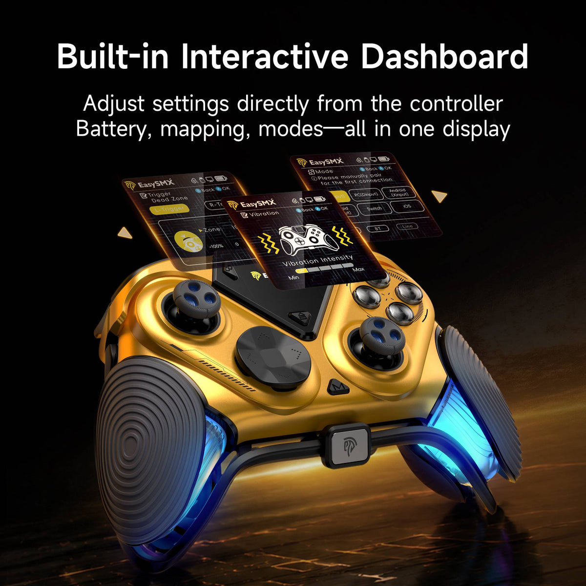 EasySMX Dune 8K Wireless Gamepad Controller, TMR Joysticks, LCD Screen, Hall Effect Triggers for PC/Steam/Switch/Phone