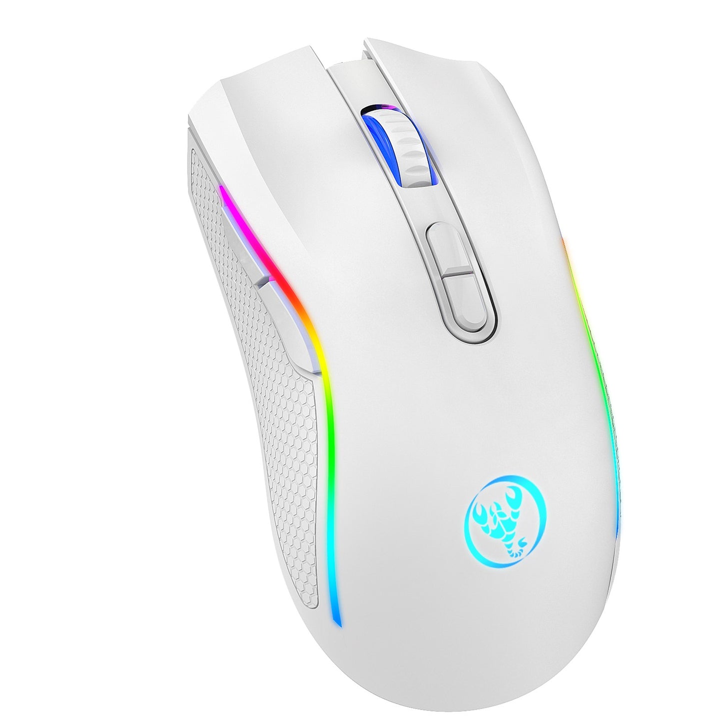 Mouse Mecânico Sem Fio RGB HXSJ T69 2.4G Mouse Gamer Ergonômico com 7 Botões Programáveis 4800DPI para Escritório e Jogos