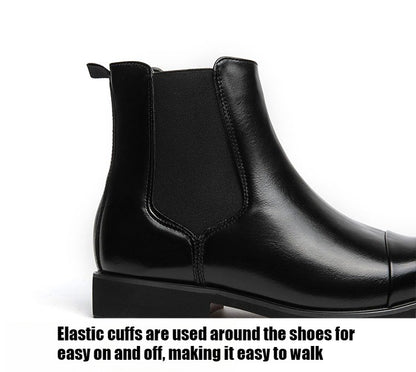 Botas masculinas Chelsea com sola vermelha, tornozelo, bico redondo para negócios, estilo Aura, sapatos masculinos tamanho 38-46, botas masculinas