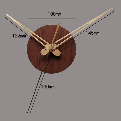 Wooden Round Plastic Cover With Sweep Movement Gold Long Hands DIY Wall Clock
