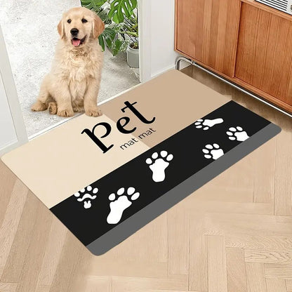 Tapete de Inverno para Animais de Estimação Tapete de Alimentação para Cães e Gatos Tigela de Água e Comida para Animais de Estimação Tapete de Chão Diatomáceo Impermeável de Secagem Rápida