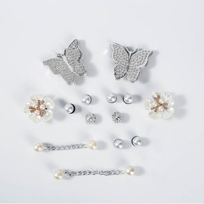 Silver Butterfly Platform Sandals for Women Summer Fashion Pearl Flower Decor Clogs Shoes Woman Thick Bottom EVA Beach Slippers