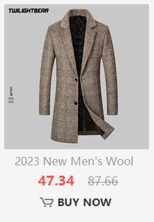 Winter Men's Jacket Oversized Wool Overcoat Solid Warm Pea Coats Thicken Casual Woolen Coat Men Clothing Parka A3F1303
