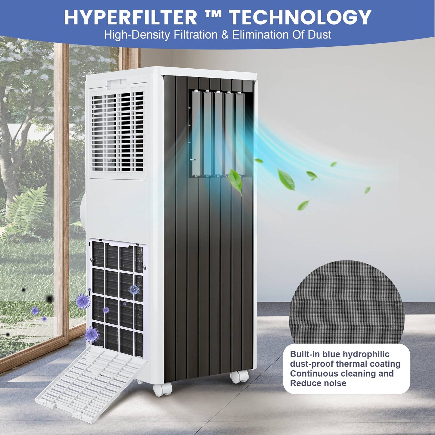 Ar Condicionado Portátil 8000 BTU - Refrigera até 32,5 m² Aparelho 3-em-1 com Desumidificador e Ventilador, Kit de Mangueira para Janela Incluído