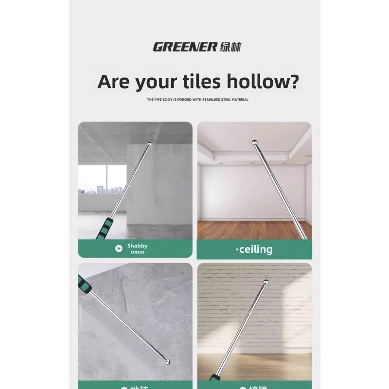 Green Forest 98/115/160CM Martelo de Tambor Oco para Detecção de Som Aço Inoxidável Telescópico Martelo de Tambor Ferramenta de Teste para Inspeção de Ambientes
