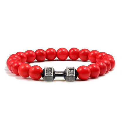 Pulseira Feminina/Masculina Ajustável Desgastada Preta, com Contas, Haltere, Joias de Yoga, Braceletes Originais
