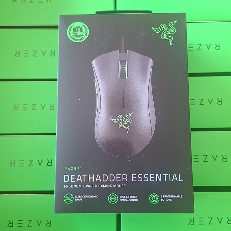 Mouse Gamer Com Fio Razer DeathAdder Essential / Mouses Com Fio 6400DPI 5 Botões Independentes Para PC Gamer de Laptop