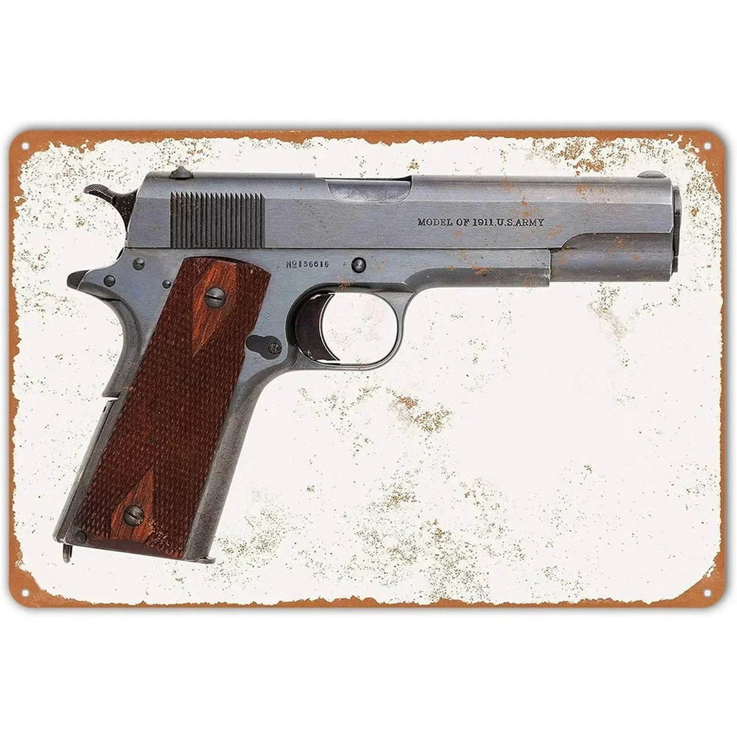 GUNHERO Pistol Metal Wall Signs - Bold Military Style - Perfect Decor for Man Caves, Homes, Bars & Garden Spaces