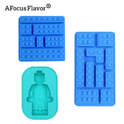 Forma de Silicone para Bolo, Chocolate, Biscoito, Fondant, Robô, Blocos de Montar, DIY, Molde para Sorvete, Decoração de Bolo, Ferramentas de Cozinha para Assar
