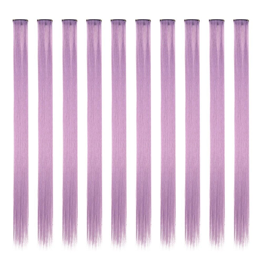 Mechas Coloridas Cabelo Sintético 10 Peças Extensões de Cabelo Liso 55 cm Com Presilha Aplique para Mulheres Festa Cosplay Presentes