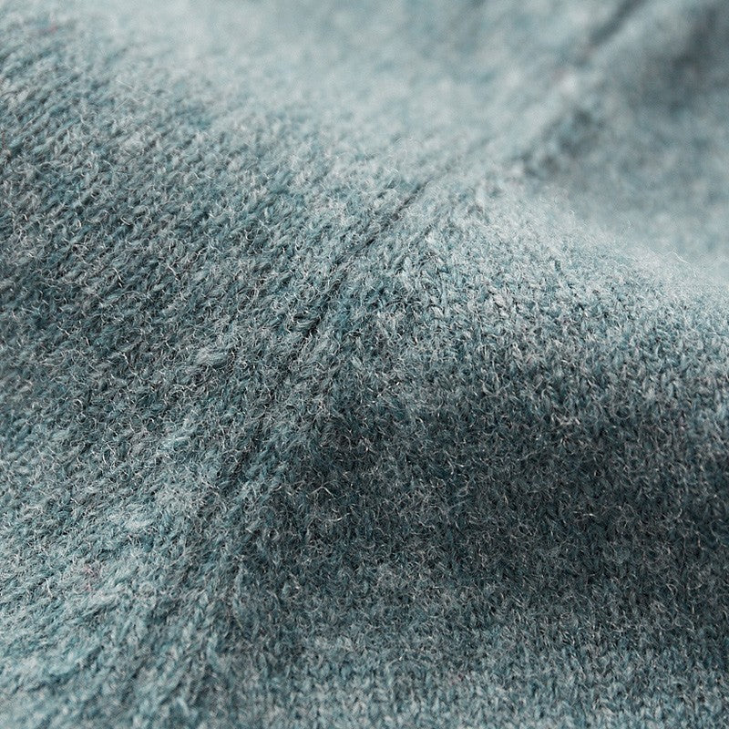 100%Merino Wool Lapel Sweater Men's Turtleneck Loose Knit Pullovers Youth Business Casual Joker Tops Warm Solid Color Base Shirt