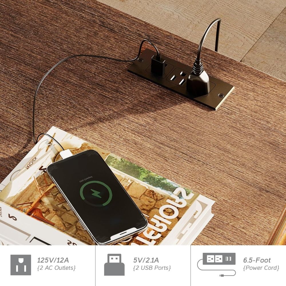 59 Modern administrative desk with drawers, wooden computer desk with charging station, home desk with file drawers