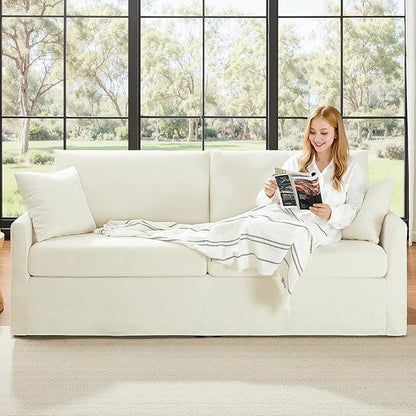 85" Chenille Sofa Couches for Living Room, 3 Seater Sofa with 2 Pillows, Modern Couches Tool-Free Setup, Comfy Oversized