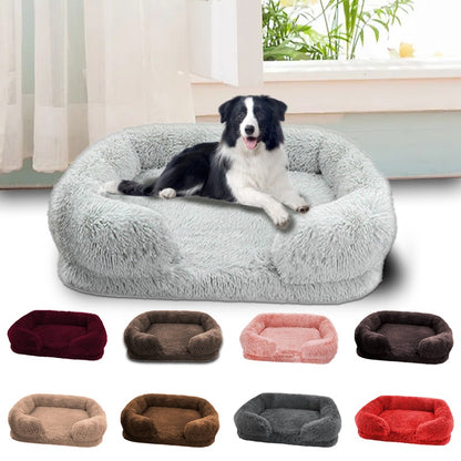 Cama ortopédica espessa para cães grandes - esponja em caixa de ovo, capa de pelúcia fácil de remover e lavar, móveis duráveis para animais de estimação,