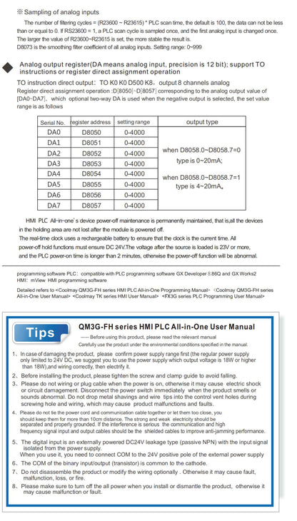 IHM CLP Integrado Tudo-em-Um Coolmay Série QM3G Suporta Personalização Analógica e Ethernet Modelos Disponíveis de 4.3''/5''/7''/10''