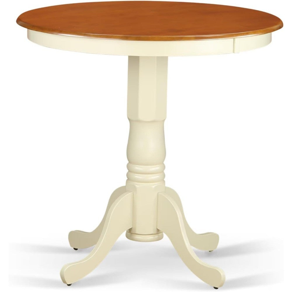East West Furniture Jackson Round Counter Height Dining Table, 36 Inch Diameter, Black and Cherry Finish