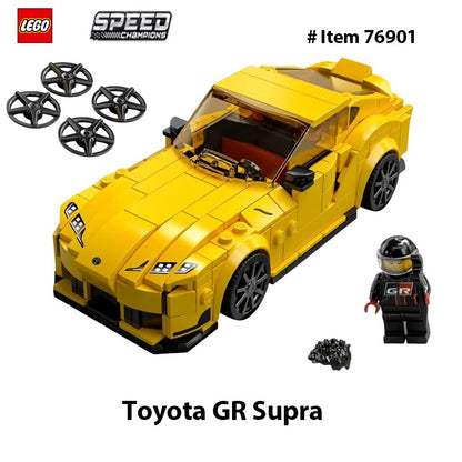 LEGO 76901 Speed Champions Toyota GR Supra – Conjunto de construção de carro esportivo colecionável com minifigura de piloto de corrida