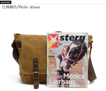 New Fashion Thick Wax Canvas Men Shoulder bag Messenger bag Men Crossbody Bag Vintage male Leisure Sling bag Casual Boy