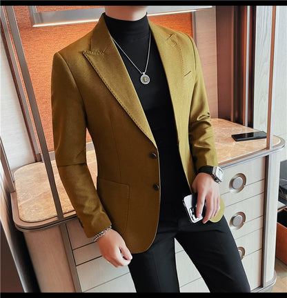 Blazer Jackets Men's Clothing High Quality Autumn Winter Thick Warm Mens Jackets And Coats Business Formal Wear Slim Fit Blazers