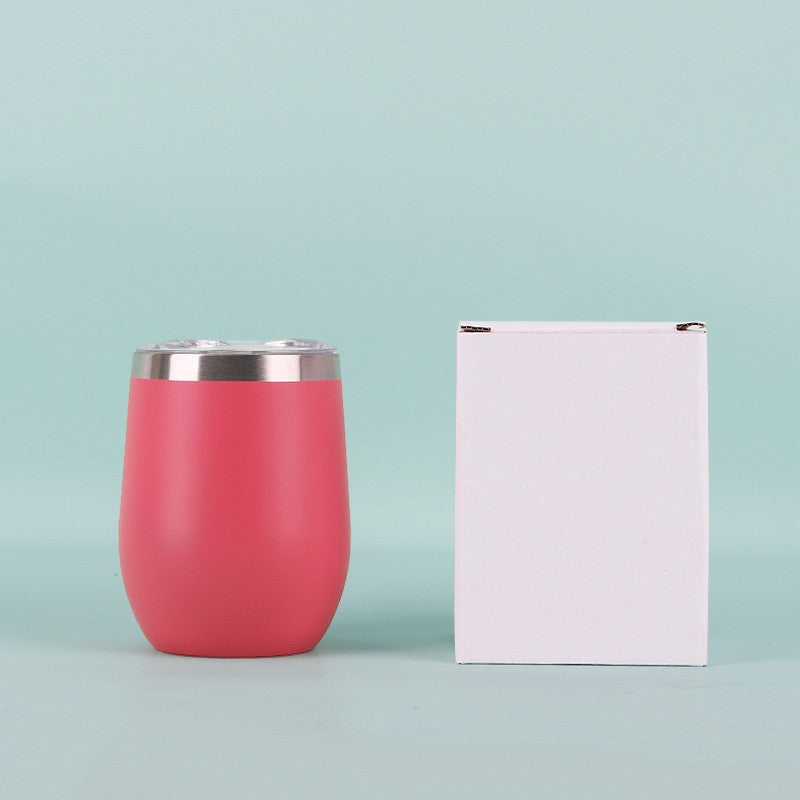 50pcs Custom 12oz Double Wall Stainless Steel Wine Tumbler Insulated Vacuum Egg Shape Wine Tumbler with Sliding Lids
