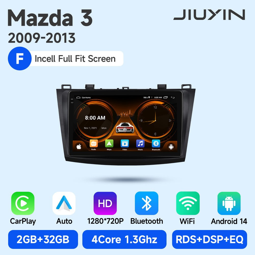 JIUYIN Rádio automotivo 2 Din para Mazda 3 2009 2010 2011 2012 2013 Android 13 Multimedia Player 4G GPS Navegação Carplay DVD Unidade Central