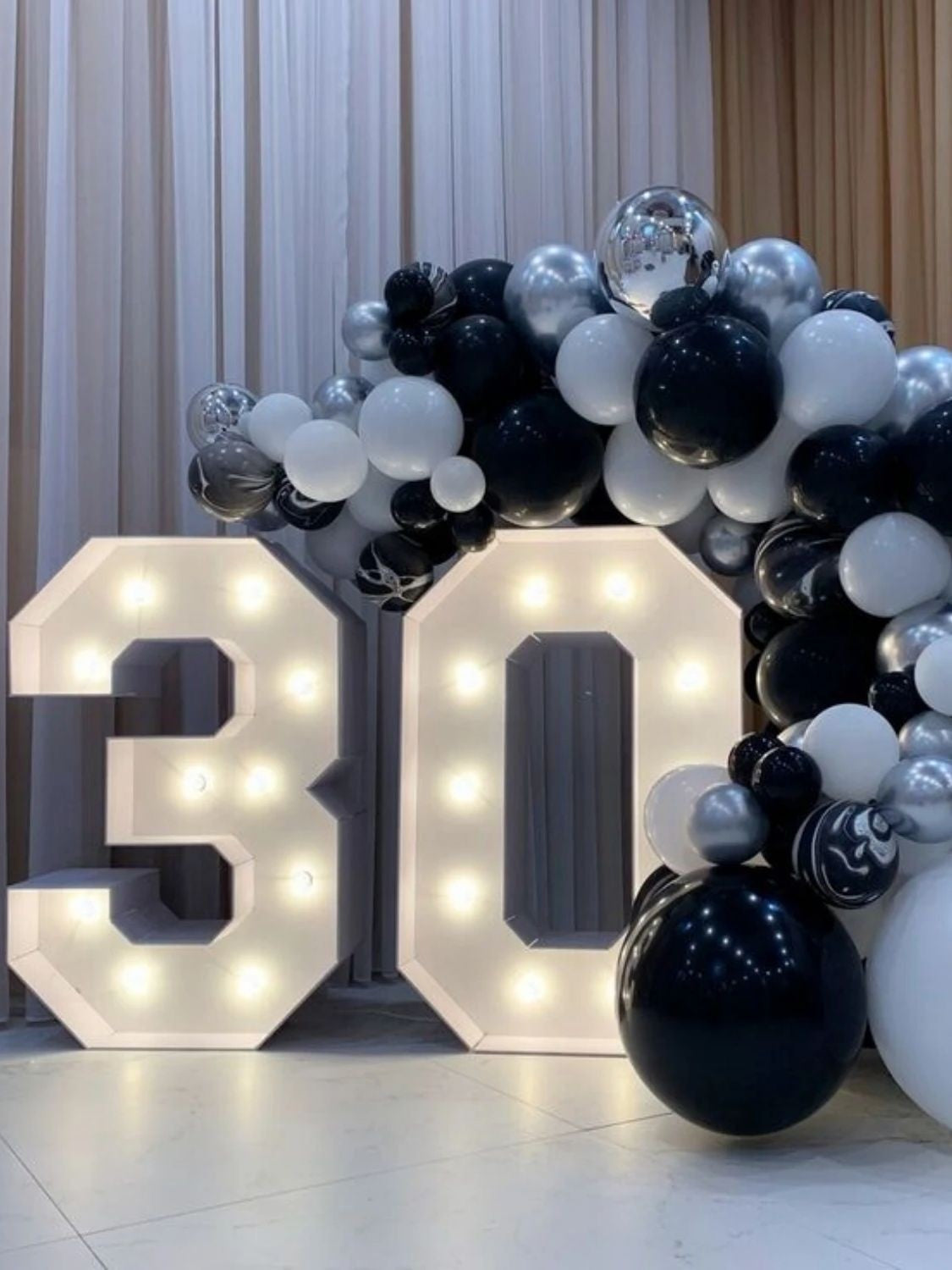 1/2 Pc 73cm/28.7inch Light Up Digital Marquee Frame White Lights KT Board Number 0-9 KT Board With Bracket Party Decorative