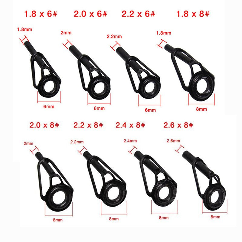 Guia de Ponta de Vara de Pesca em Aço Inoxidável Anel de Porcelana 8pçs DIY Acessórios de Reparo de Ponta de Vara de Pesca Equipamento de Pesca Pesca