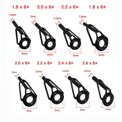 Guia de Ponta de Vara de Pesca em Aço Inoxidável Anel de Porcelana 8pçs DIY Acessórios de Reparo de Ponta de Vara de Pesca Equipamento de Pesca Pesca