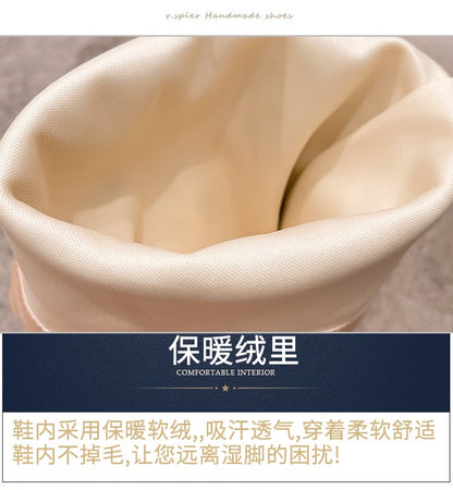 Pleated Boots Women Faux Suede Flock Knee High Boots 2024 Winter Women Fashion Slip on Square Low Heel Knight Booties Mujer 202