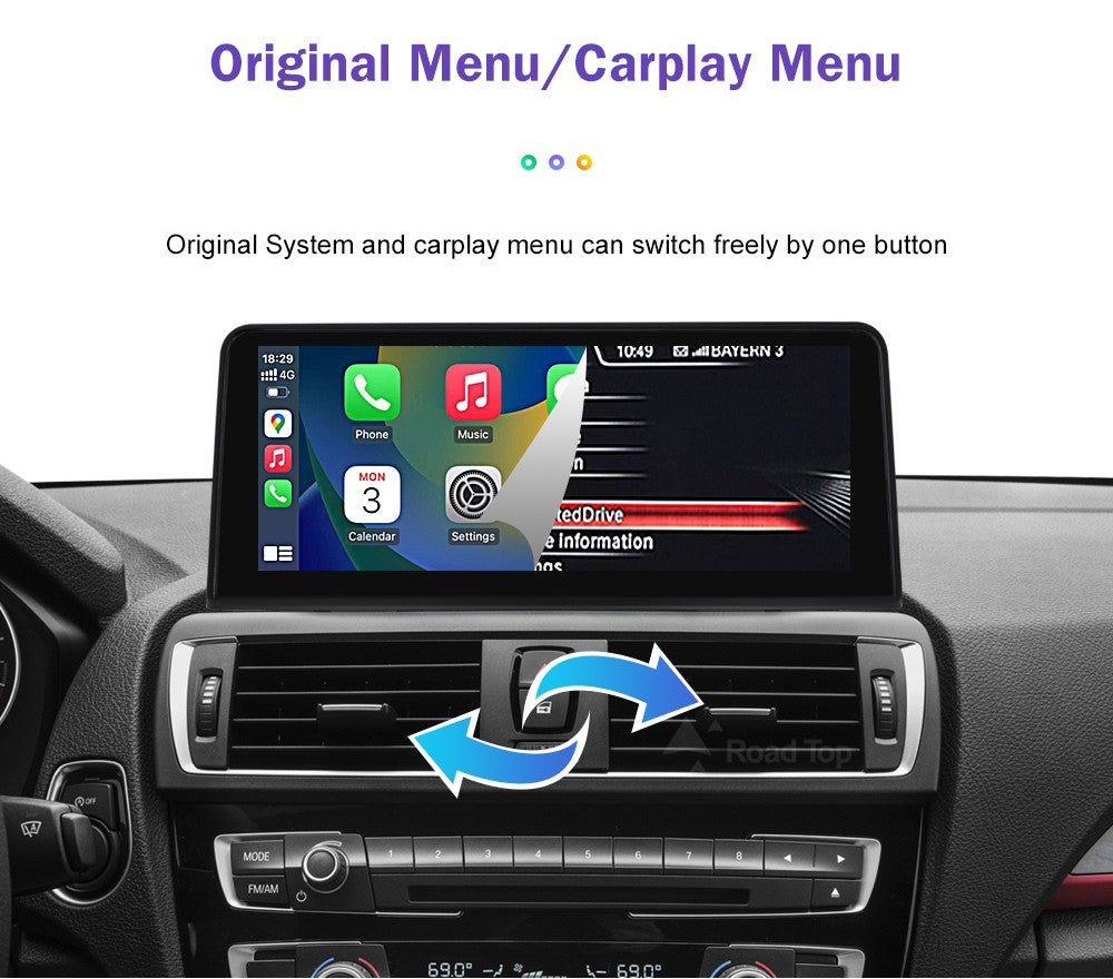 Tela de toque multimídia 1920*720 para BMW Série 1/2/3/4 F20/F21/F22/F30/F31/F33/F34/F36, sistema Android Auto NBT com Carplay sem fio