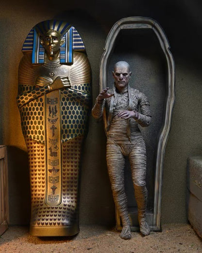 NECA Monsters Figure The Mummy Casket Coffin Pyramid Action Figure Universal Monsters Model Toy Christmas Halloween Gift Doll