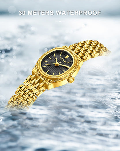 LIGE Golden Women Wristwatch Small Dial Ladies Gold Watch Bracelet Jewelry Quartz Lady Watch Compact Stylish Luxury Women Watch