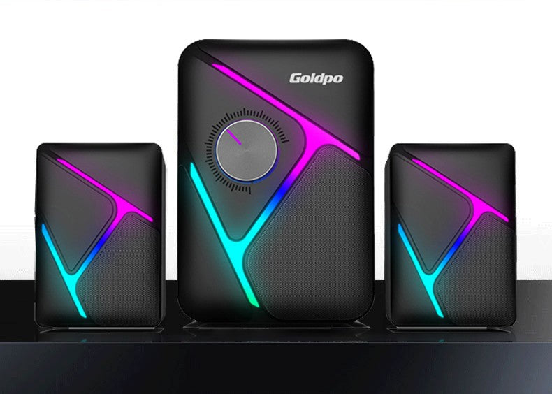 Caixa de som Bluetooth Goldpo D26 com som surround 360 graus, estéreo sem fio Bluetooth para computador, Macbook, laptop