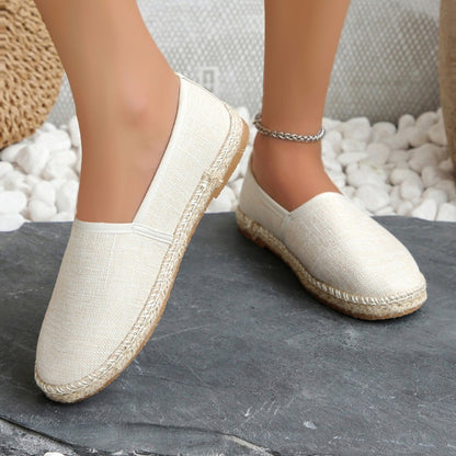 Comfortable Canvas Flat Shoes Women Breathable Non-Slip Espadrille Shoes Woman 2024 Summer Solid Color Shallow Casual Flats