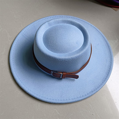 Chapéu Fedora unissex de inverno, superfície circular côncava e convexa, chapéu de jazz de feltro liso, elegante para homens e mulheres.