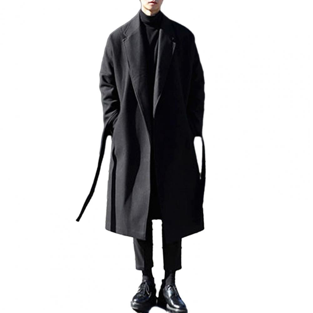 Stylish Men Coat Suit Collar Coat Stylish Men's Loose Casual Long Coat Trendy Autumn Winter Overcoat for Off-duty Office Look