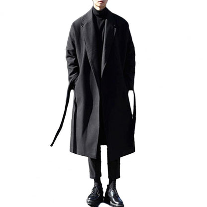 Stylish Men Coat Suit Collar Coat Stylish Men's Loose Casual Long Coat Trendy Autumn Winter Overcoat for Off-duty Office Look