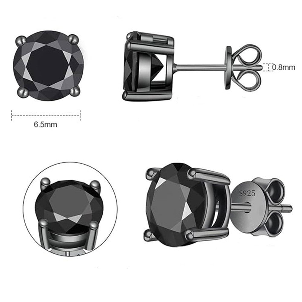 S925 Sterling Silver Four/Six Jaw Moissanite Earrings VVS1 White&Black Moissanite GRA Certified Male And Female Earrings Gift