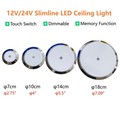 Tokili 12V/24V Dual Volt Ultra-Thin LED Puck Lights, Interior RV Marine Overhead Light, for Camper Cabin, Boat & Trailer Ceiling