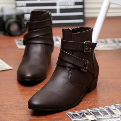 Hot Sale Luxury Chelsea Boots Men Pointed -toe Mens White Boots Black British Style High-heel Men Dress Boots Design Ankle Boot
