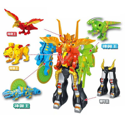 Transformando 5 Em 1 Robô Fera Animais Montagem Transformação Dinozord Deformação Brinquedo Dinossauro Rangers Megazord Boneco De Ação