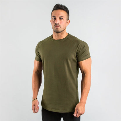 Men's Summer Skinny Casual T-Shirt Short Sleeve Tee Male Gym Fitness Sport Cotton Tops Man Running Workouts Sweatshirt Clothing