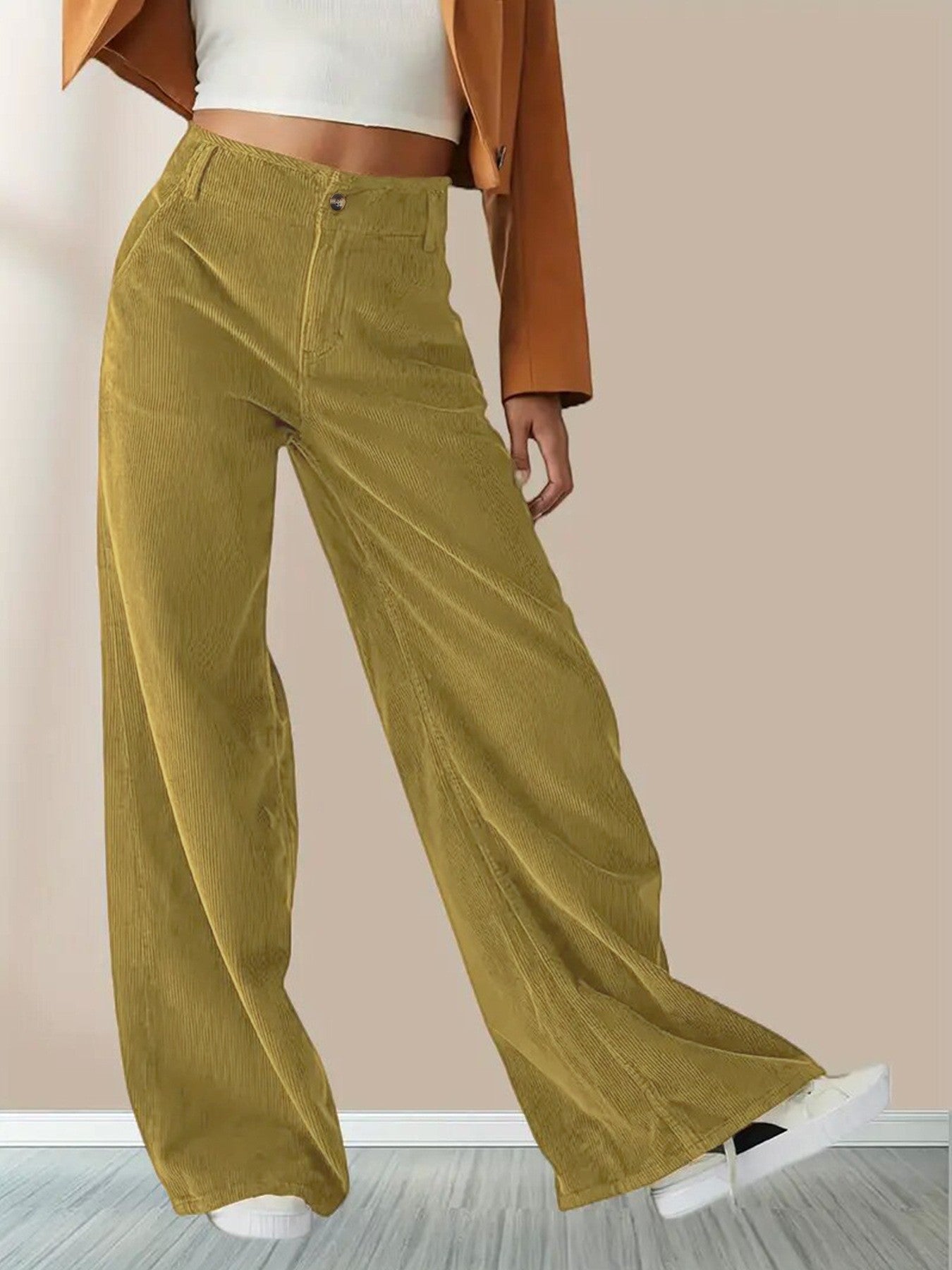 High Waisted Slimming Casual Straight Leg Solid Color Pants For Women Comfortable Straight Tube Trousers Autumn Ladies Commute