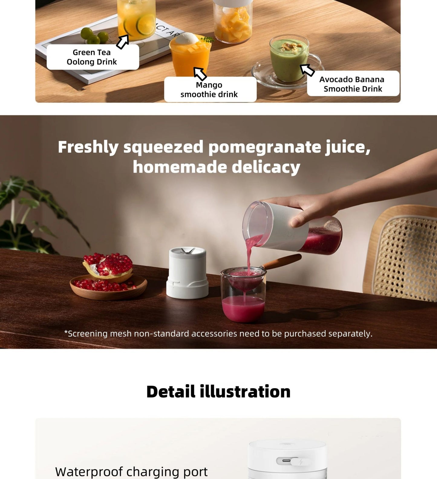 Espremedor Portátil XIAOMI MIJIA Mixer 2 Elétrico Mini Liquidificador Frutas Legumes Gelo Triturado Rápido Processador de Alimentos de Cozinha -CN