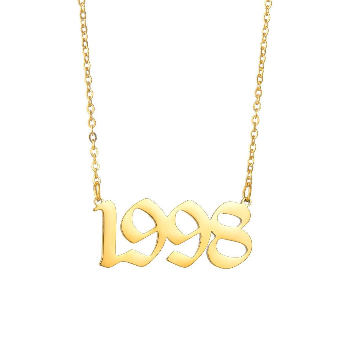 Colares de Aço Inoxidável 1980-2021 Ano de Nascimento para Mulheres e Homens Gargantilha com Número de Data Pingente de Joias Presente Comemorativo